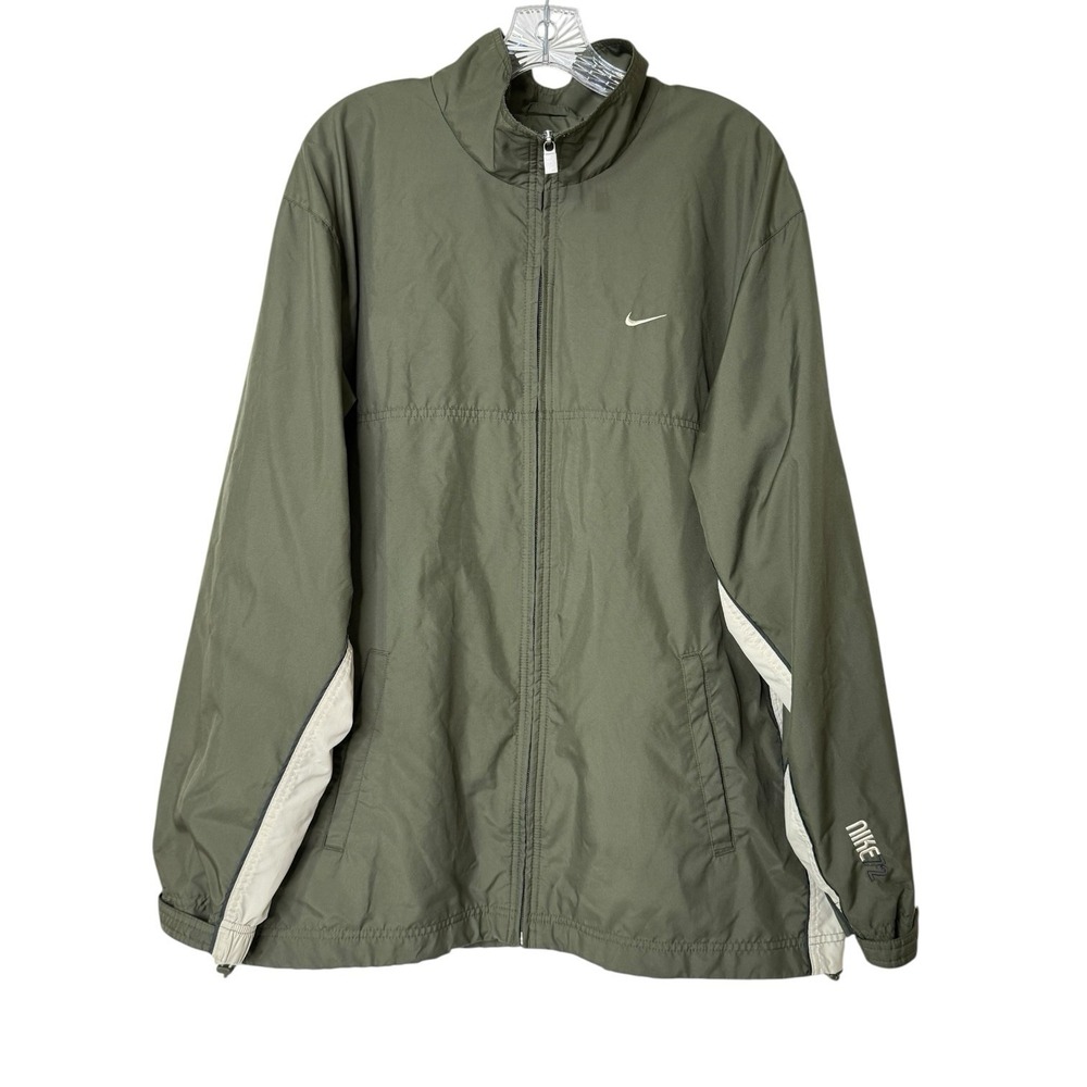 Nike72 Windbreaker Jacket Mens L Olive Green/Tan Full Zip Vintage
